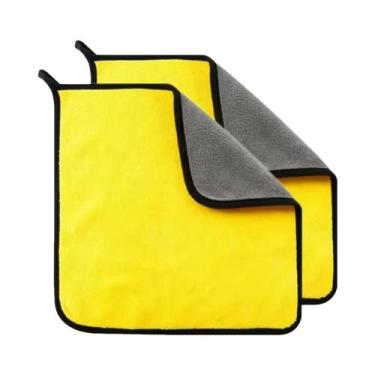 Imagem de Toalhas De Microfibra Amarelas Para Lavagem De Carro, Pano Absorvente 
