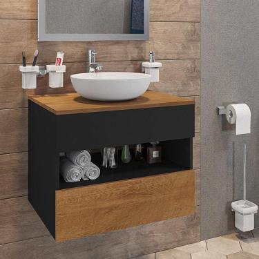 Imagem de Gabinete Armario Banheiro Bali com 1 Gaveta e Cuba Venus