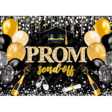 Imagem de Cenário de formatura 2026 baile de formatura decorações de festa de formatura preto dourado fundo fotográfico 2026 formatura formatura noite festa suprimentos (ouro, 210 x 150 cm)