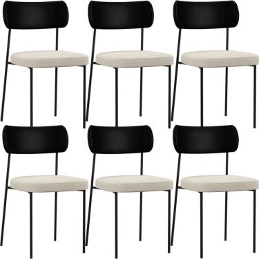 Imagem de Kit 06 Cadeiras Para Sala De Jantar L02 Preto Champagne