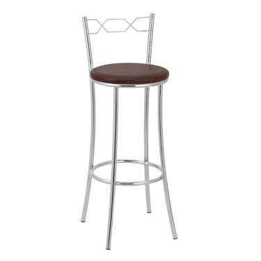 Imagem de Banqueta Alta Cromada Bc51/a A101 Treparoni Marrom