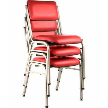 Imagem de Kit Com 3 Cadeiras Para Auditórios Linha Hotel Smart Vermelho
