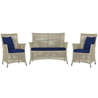 Imagem de Jogo Sofá E 2 Poltronas Igapó Alumínio Marrom E10 Trama Rami