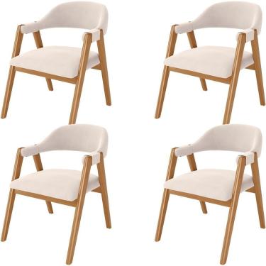 Imagem de Kit 04 Cadeiras De Jantar E Estar Living Estofada Nadja L02 Suede Bege