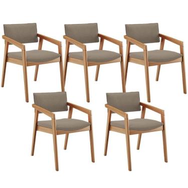 Imagem de Kit 05 Cadeiras Para Sala De Jantar Estar Living Giorgia B04 Bouclê Bege