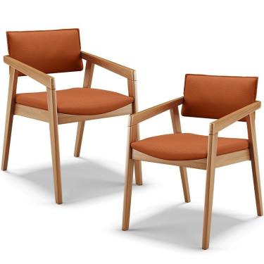 Imagem de Kit 02 Cadeiras Para Sala De Jantar Estar Living Giorgia B04 Tecido Terracota - Lyam Decor