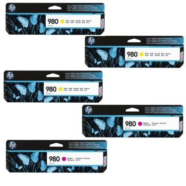 Imagem de Cartucho De Tinta Hp 980 D8j09a Kit Amarelo E Magenta D8j10a D8j08a Ax585z X555dn X555xh X585dn X585f 5x