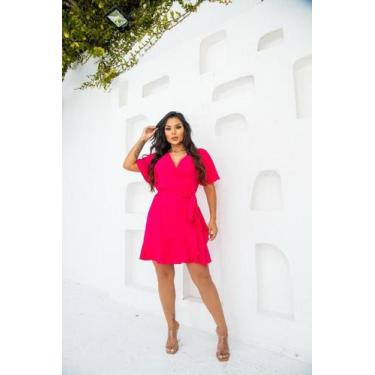 Imagem de Vestido Curto Transpassado Envelope - luh may, Rosa, M