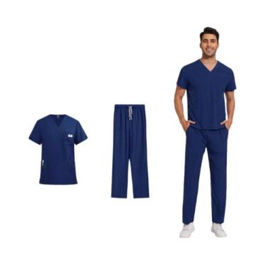 Imagem de Conjunto De Camiseta De Manga Curta Com Decote Em V E Calças Retas Uni