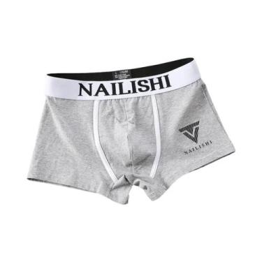 Imagem de Cuecas Boxer Masculinas De Algodão Respirável Com Estampa De Letras Na