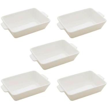 Imagem de Kit 5 Travessas Porcelana Branca 750ml Lyor Refratários Serv