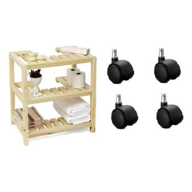 Imagem de Gabinete com 3 Prateleiras Organização Para Banheiro e Lavanderia Com 