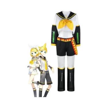 Imagem de Fantasia De Cosplay Vocaloid Rin Len Amarela, Uniforme De Marinheiro P