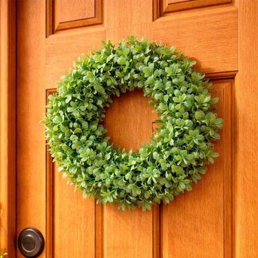 Imagem de Guirlanda Coroa De Flores Artificial Enfeite Decorativo 25cm Verde