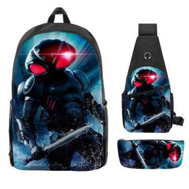 Imagem de Conjunto de mochilas Aquamans Anime, 3 peças para mochila escolar infa
