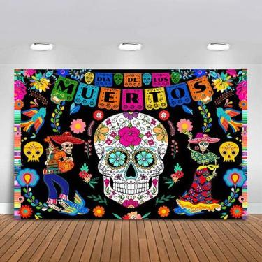 Imagem de Tapeçaria para pendurar na parede Muertos Mexicans Skulls Undeads Anim