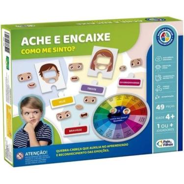 Imagem de Achei e Encaixe Jogo Infantil Pais e Filhos Jogo Educativo De Emoções 