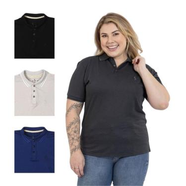 Imagem de Kit 4 Camisa Polo Feminina Plus Size Casual Elegante
