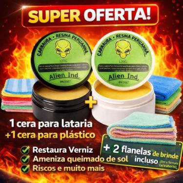 Imagem de Cera Alien para Plástico e Cera Alien Lataria e 2 Flanelas