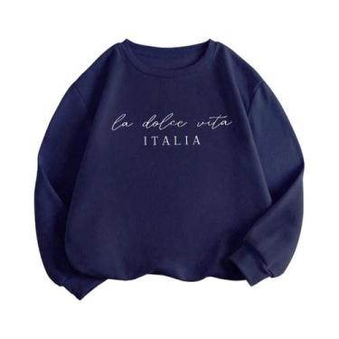 Imagem de Moletom Feminino Multicolorido Y2K Com Estampa La Dolce Vita, Pullover