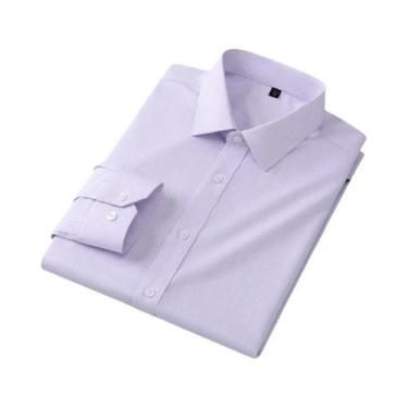 Imagem de Camisa Social Masculina Branca Slim Fit Antirrugas De Manga Longa Com 