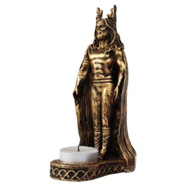 Imagem de Castical Cornifero Deus do Sol em Resina Dourado Escuro - Decore Casa