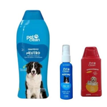 Imagem de Kit POP Pet Clean Shampoo + Perfume + Condicionador Pet Cães, Neutro +