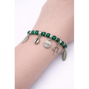 Imagem de Pulseira Orixá Oxóssi Verde  Proteção  Prosperidade  Conexão com a Nat