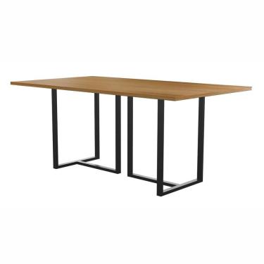 Imagem de Mesa de Jantar 6 Lugares 180cm Tampo MDF Atena Mais Decor Grafite/Siena