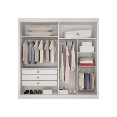 Imagem de Guarda Roupa Casal São Paulo Gold 2 Portas de Correr 3 Gavetas MDF Branco