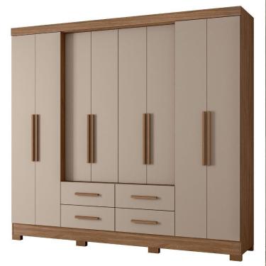Imagem de Guarda Roupa Casal San Lorenzo 8 Portas Bater MDP-MDF Carvalho Fendi Moval Móveis