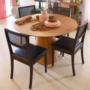 Imagem de Mesa de Jantar Cone Redonda 120 cm Base Madeira Freijó Tampo Freijó - Marrom