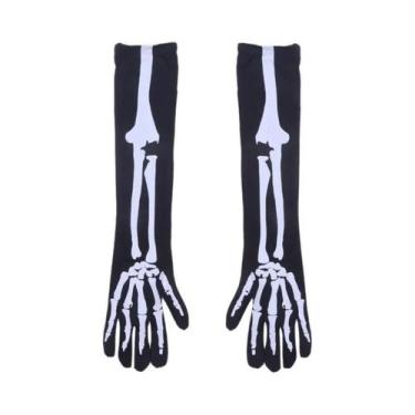 Imagem de Luvas De Esqueleto E Máscara De Caveira Para Adultos - Fantasia De Hal