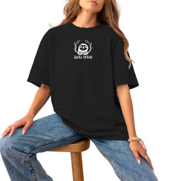 Imagem de Blusa Feminina Plus Size T-Shirt Basica Estampa Premium Confortável Casual Estilosa Slow Dow-Feminino