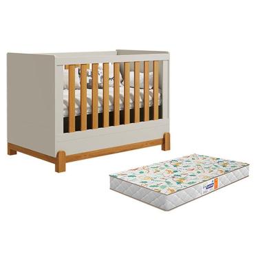 Imagem de Berço Americano Lótus Liso Areia Savana Com Colchão Gazin - Reller