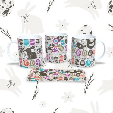 Imagem de Caneca de Porcelana Páscoa 66 para Bebidas 325ML Decorada Compatível com micro-ondas e...