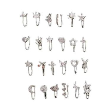 Imagem de Brinco De Pressão Feminino Moderno Com Piercing Falso: Argola De Nariz