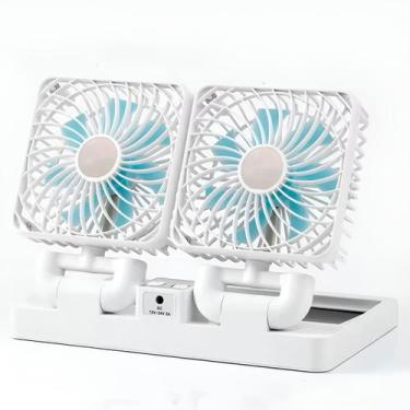 Imagem de Mini Ventilador Portátil Duplo Dobrável Com Painel Solar - Genérica