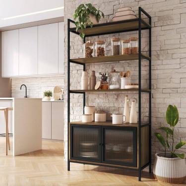 Imagem de Armario Organizador para Cozinha Yescasa Preto/Noce Ouro