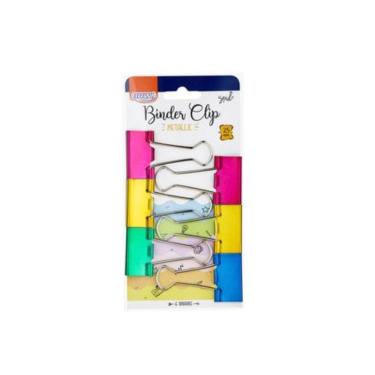 Imagem de Clips para Papel Binder Brw 25mm Blister com 6 Unidades Metalizado Prata