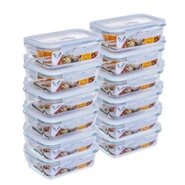 Imagem de Kit 12 potes Hermeticos 640ml Branco GATO PANDA IMPORT