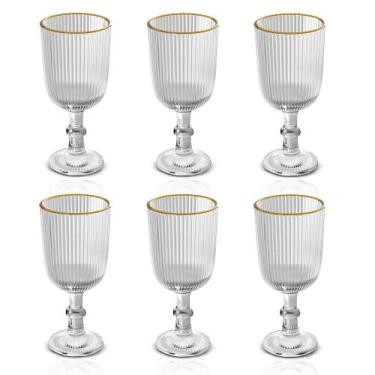 Imagem de Conjunto de Taças de Vidro Licor Fio de Ouro Graffiato Lines 75ml Wolf