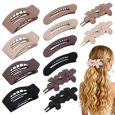 Imagem de Presilhas de Cabelo HQ-SITE Kit 12 Peças Fosco, Presilhas Rasteiras e 