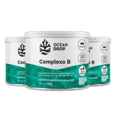 Imagem de Kit 3x Complexo B B1 B2 B3 B5 B6 B7 B9 B12 60Caps Ocean Drop