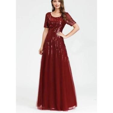 Imagem de Vestido longo vermelho bordô madrinha formatura festa R-76 - Ever Pret