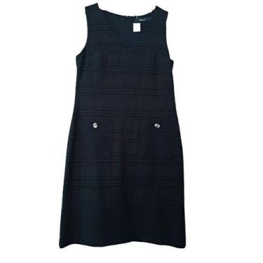 Imagem de Vestido Social Preto de Laise e Crepe - Belart, Preto, 38