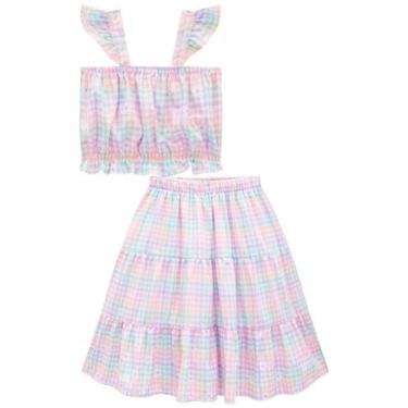Imagem de Roupa Conjunto Infantil Menina Colorido Top Cropped + Saia Midi Light 