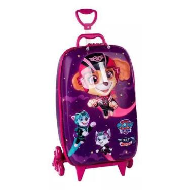 Imagem de Mochila Malinha Patrulha Canina Skye Rosa com 6 rodinhas Maxtoy