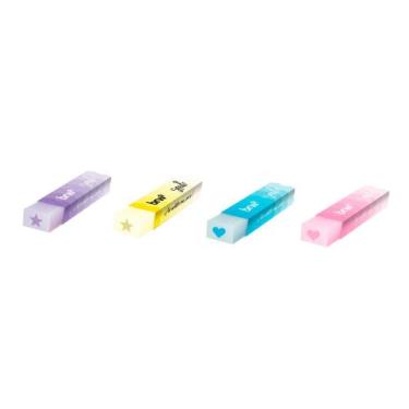 Imagem de Borracha Transparente Estampada Fofa BRW - Kit com 4 Unidades