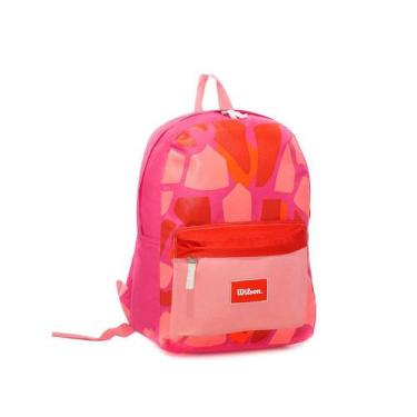 Imagem de Mochila Esportiva Rock Rosa Vermelha Wilson 25L Poliéster Bolsa Escola